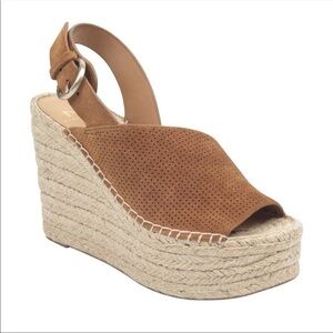 Marc Fisher Andela Wedge Leather Espadrille Sandal Size 9.5 Women